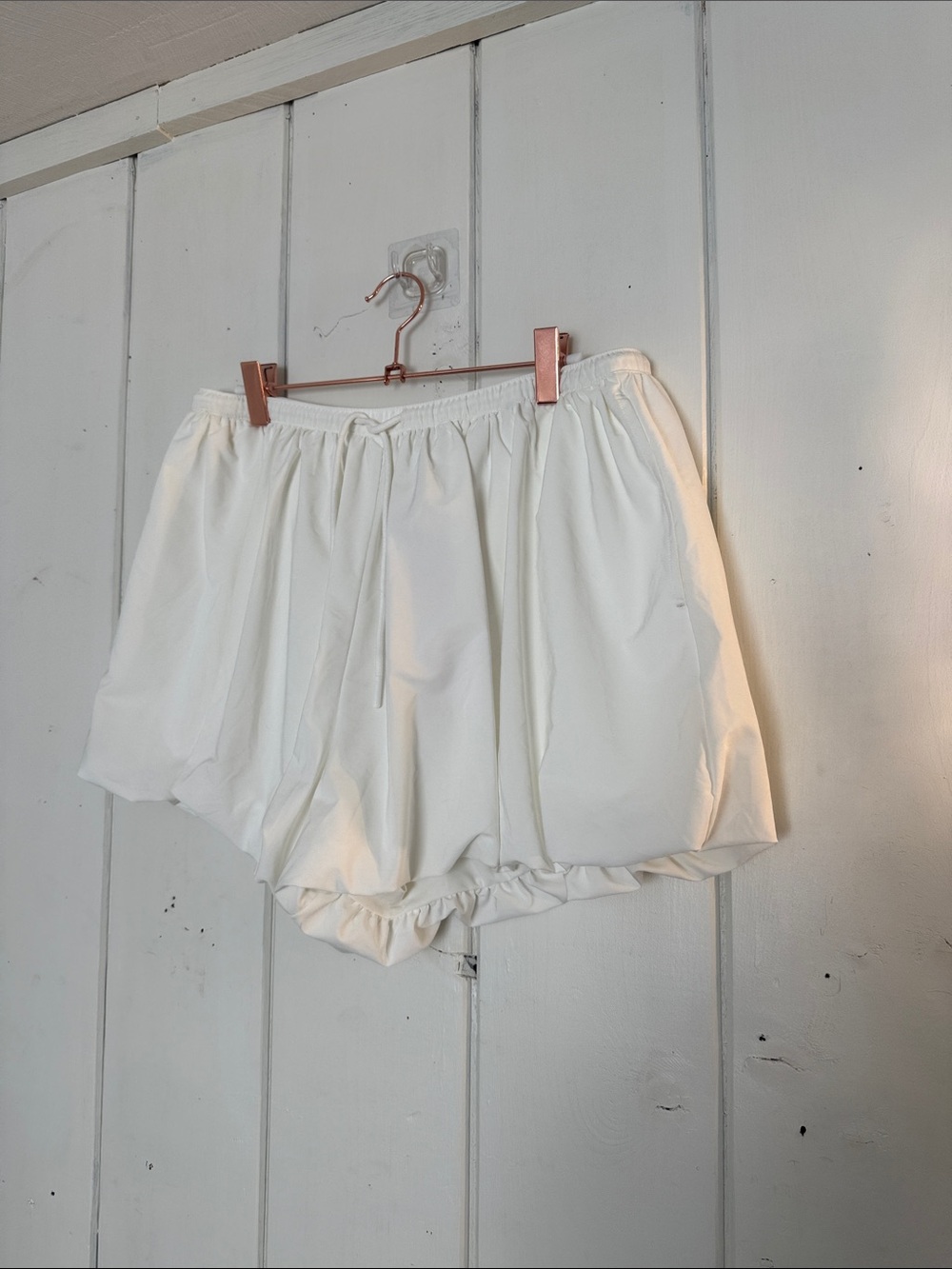 Women's White Athletic Relaxed-Fit Shorts